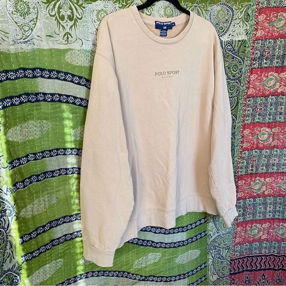 90's Ralph Lauren Polo Sport Khaki Crewneck Sweatshirt Size Extra Extra Large - Picture 9 of 14